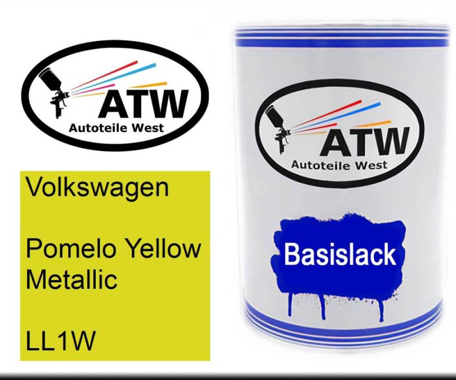 Volkswagen, Pomelo Yellow Metallic, LL1W: 500ml Lackdose, von ATW Autoteile West.